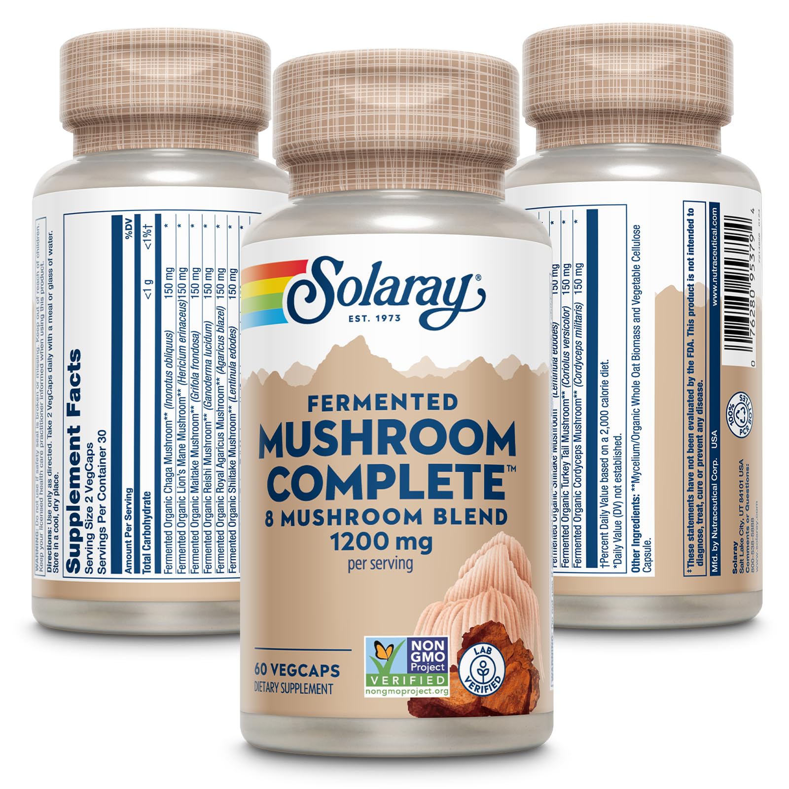 SOLARAY Fermented Mushroom Complete capsules reveal eight-mushroom blend for daily vitality