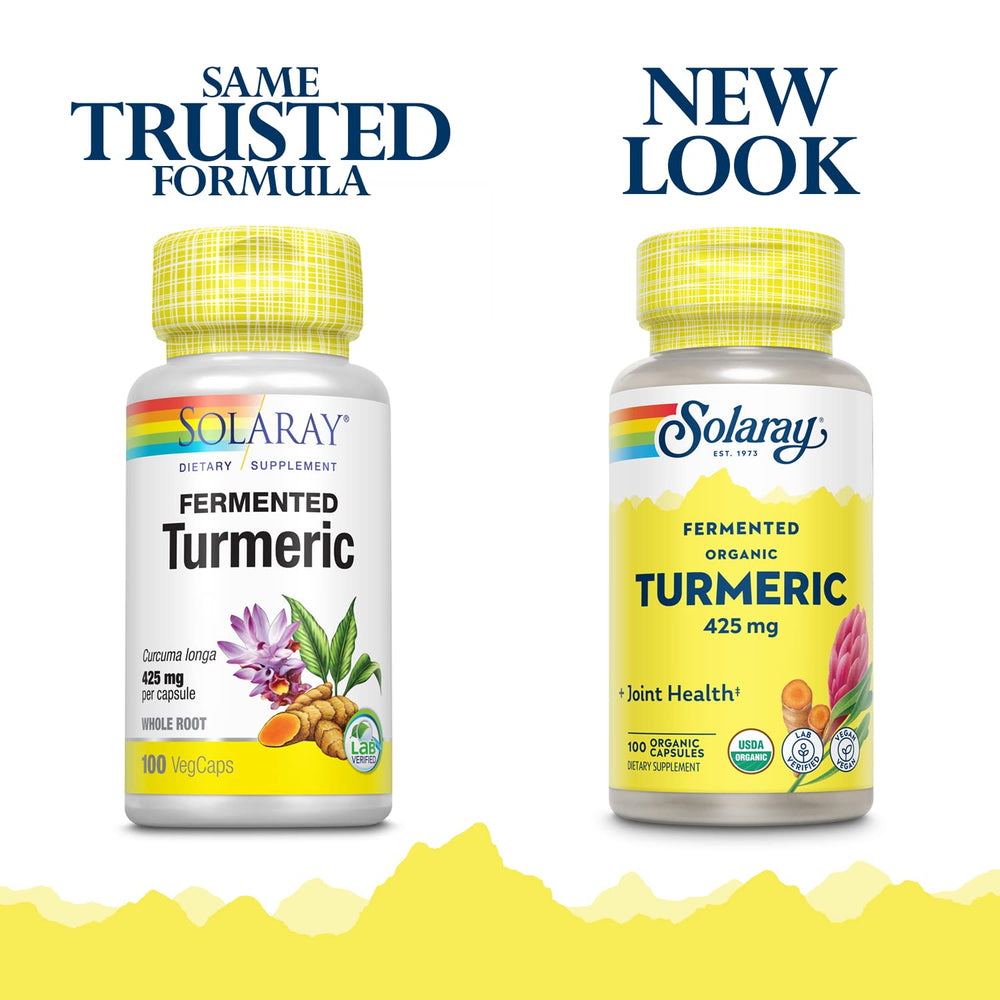 SOLARAY Fermented Turmeric Root VegCaps capsules for easy daily supplementation