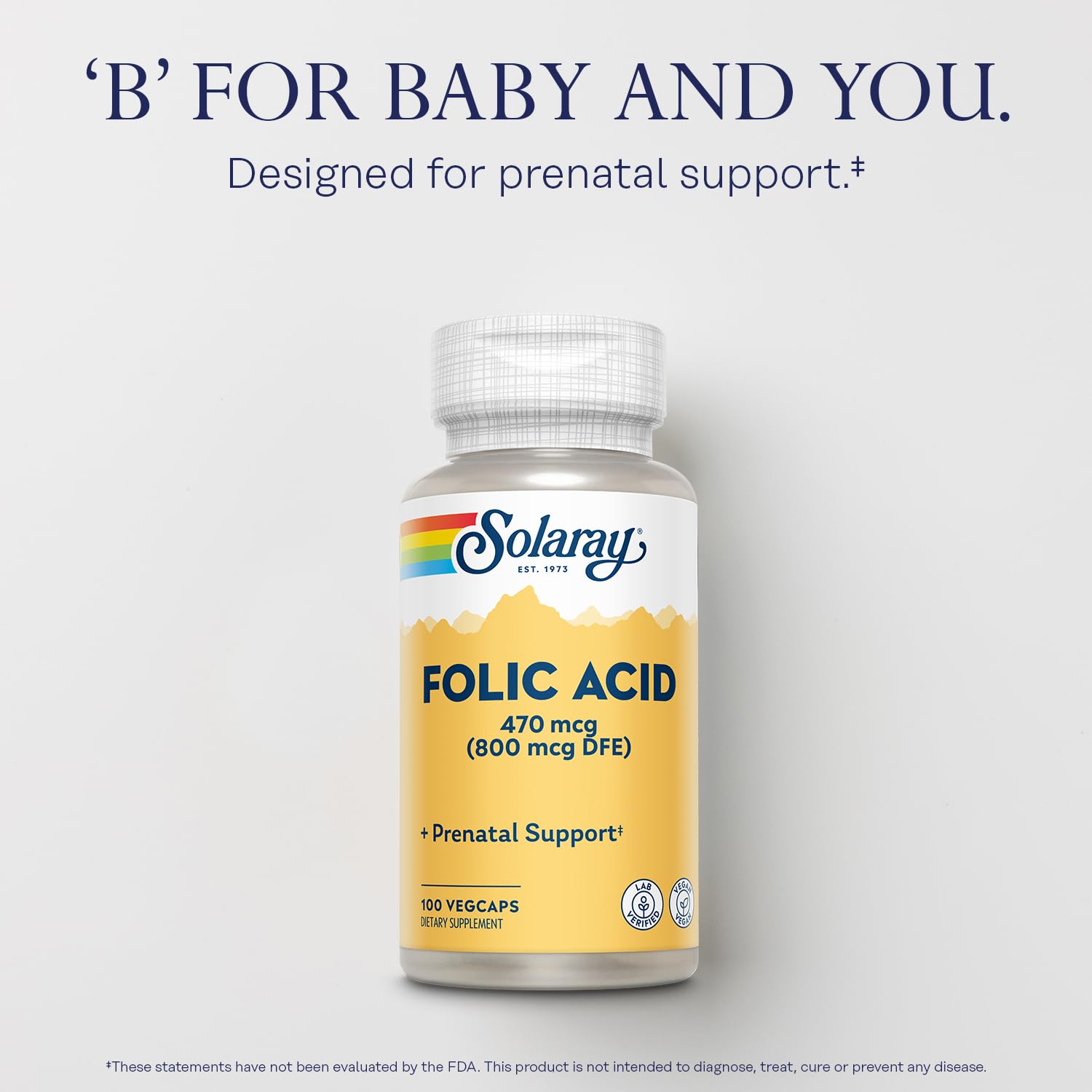 SOLARAY Folic Acid vegan capsules ready for daily use