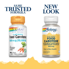 SOLARAY Food Carotene bottle back label highlights potency and purity notes