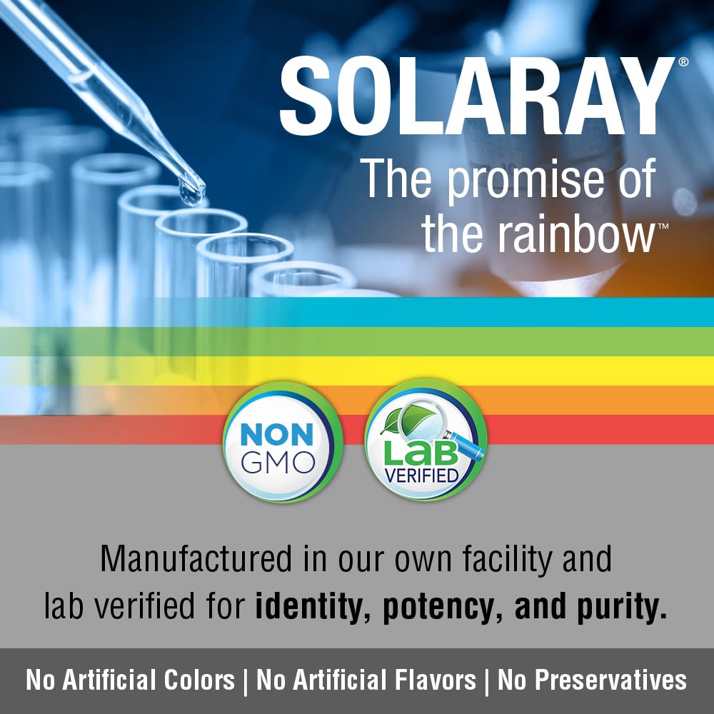 Solaray bottle on shelf suggests easy daily supplementation for immune support.