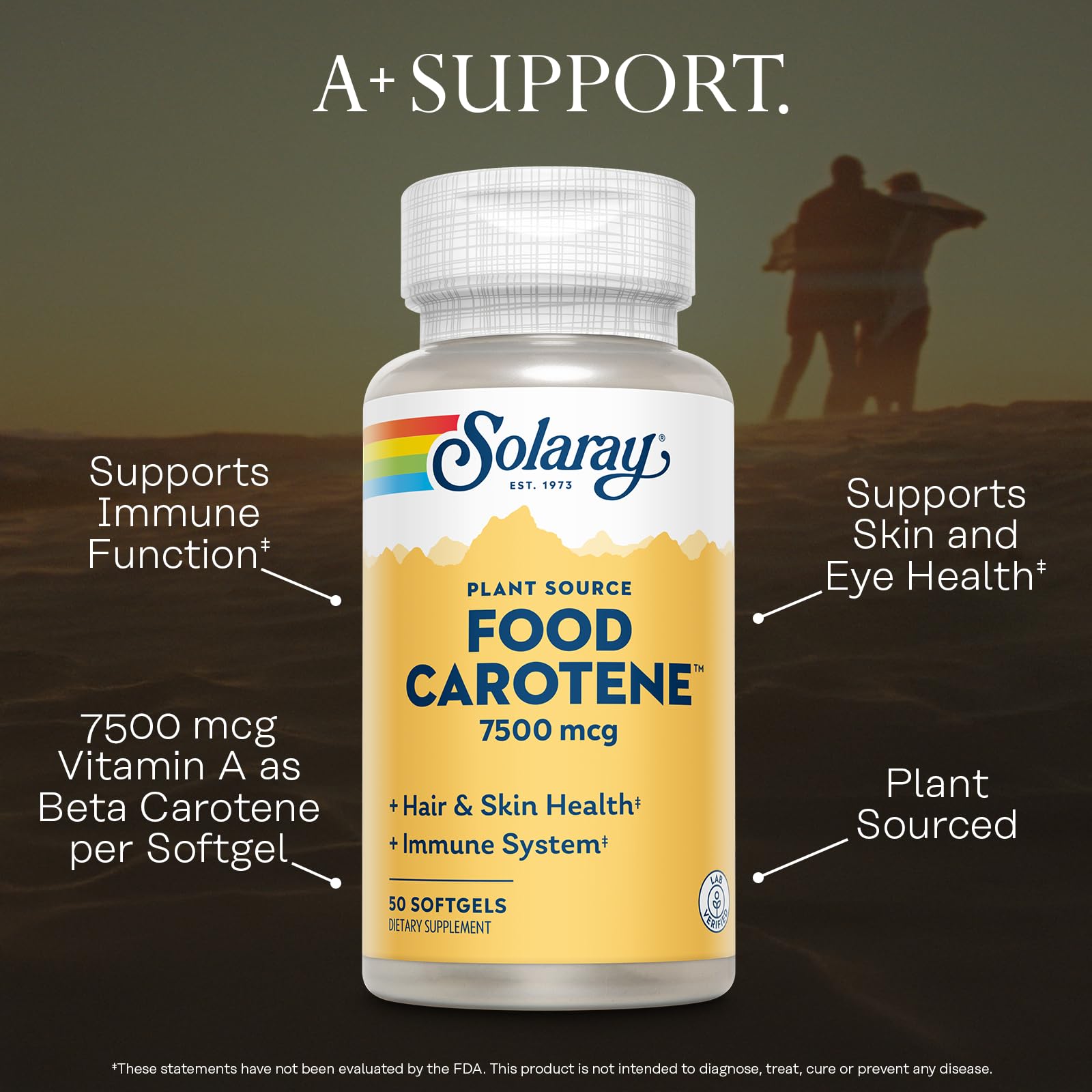 SOLARAY Food Carotene etiqueta con ingredientes vegetales y uso recomendado