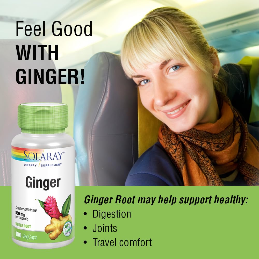 SOLARAY Ginger Root 1100mg natural whole root image.
