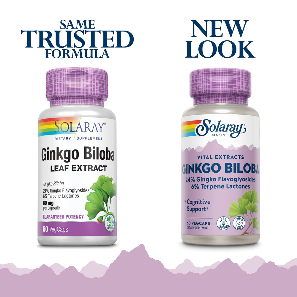 SOLARAY Ginkgo Biloba Extract capsules; 60-count pack for easy daily use