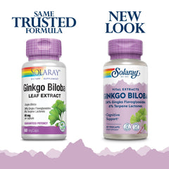 SOLARAY Ginkgo Biloba Extract capsules; 60-count pack for easy daily use