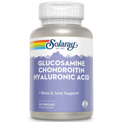 SOLARAY Glucosamine Chondroitin Hyaluronic Acid bottle closeup for joint support
