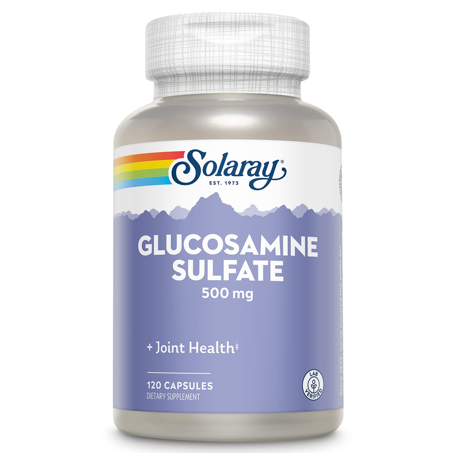 SOLARAY glucosamine sulfate bottle promotes joint comfort and everyday mobility.