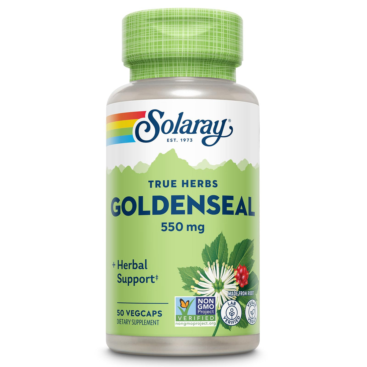 SOLARAY Goldenseal root capsules, 550 mg, for daily herbal support
