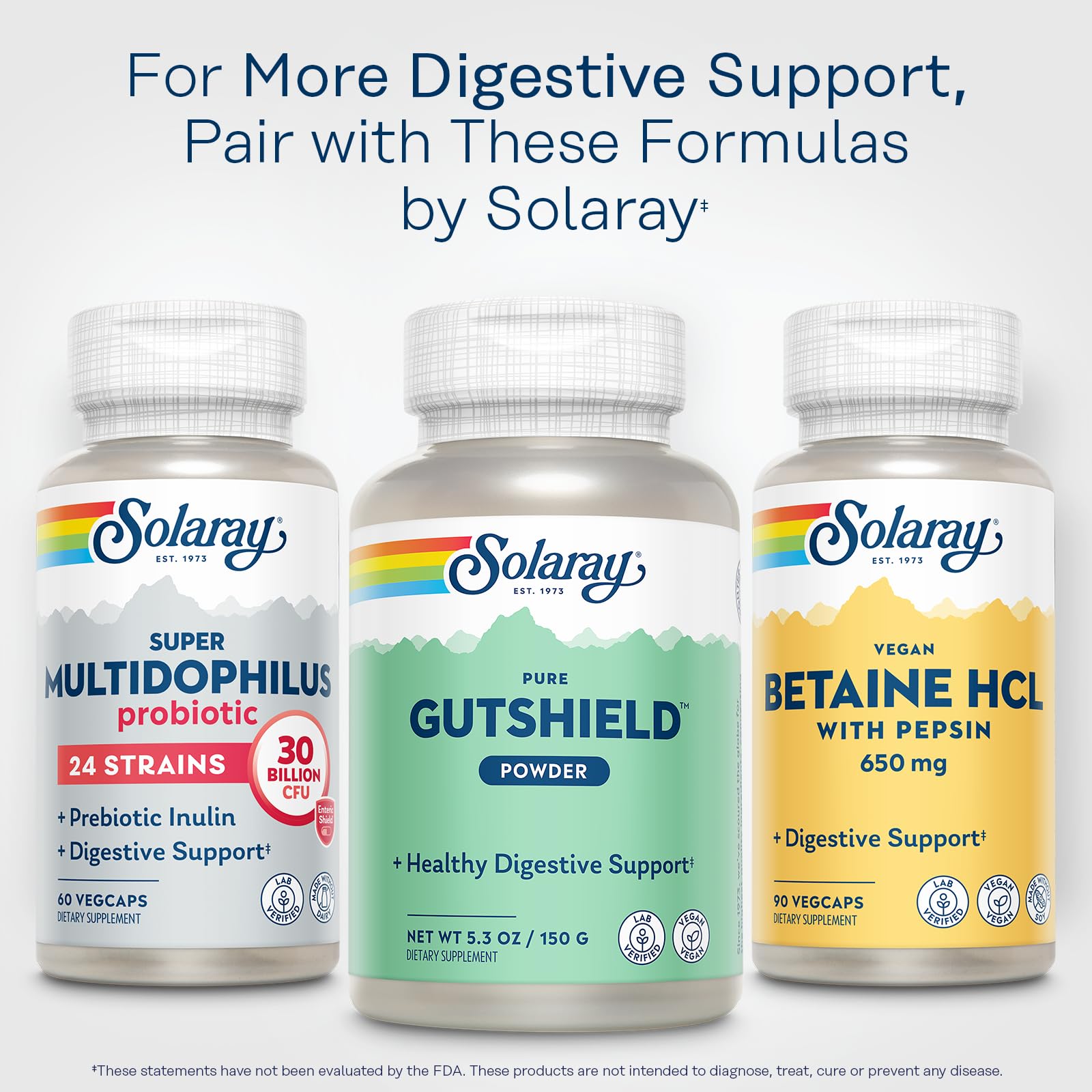 SOLARAY Gutshield eco-friendly PCR bottle packaging from ocean-derived plastic.