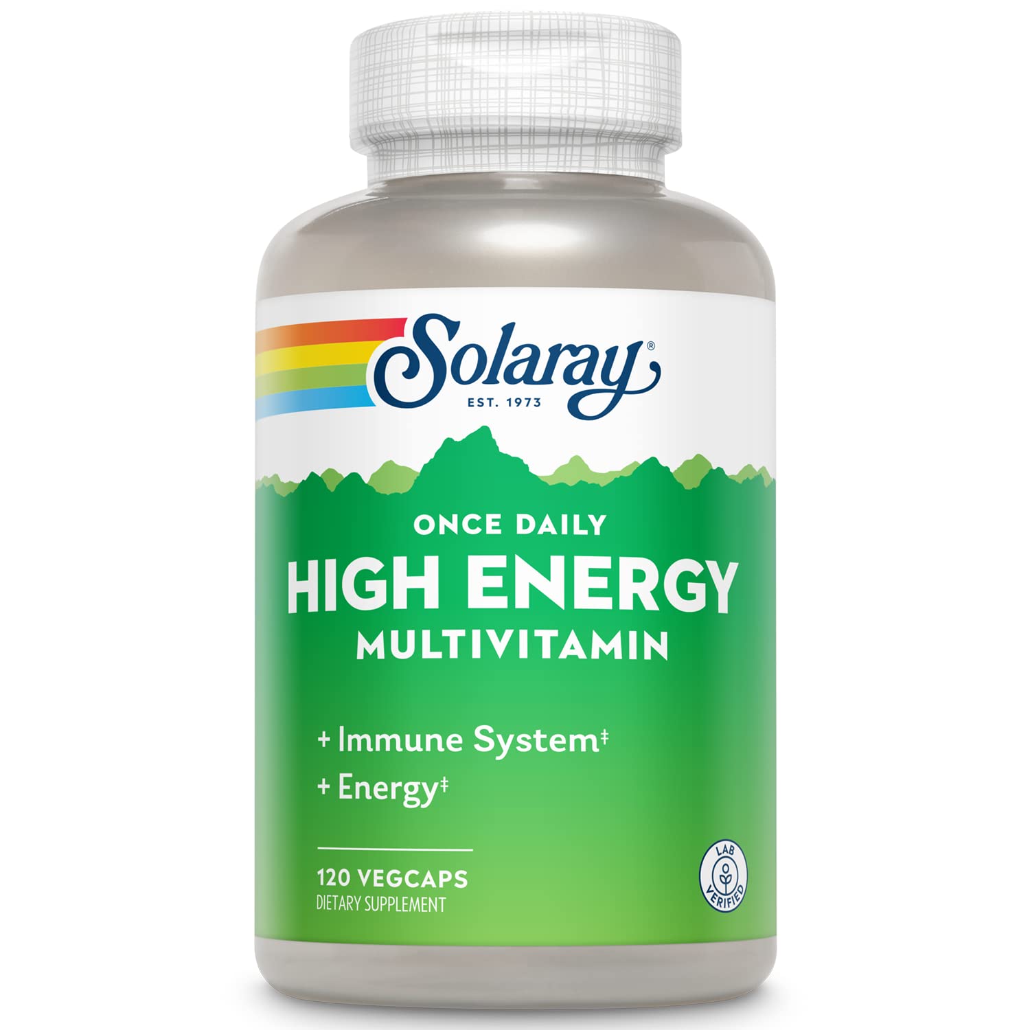 SOLARAY High Energy Multivitamin bottle with iron-free formula for daily vitality