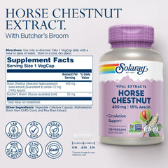 SOLARAY Horse Chestnut Extract aescin-72mg image indicating strong circulatory support potential.