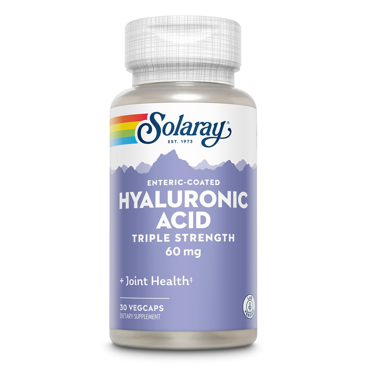 SOLARAY Hyaluronic Acid Triple Strength bottle for daily skin support and easy dosing