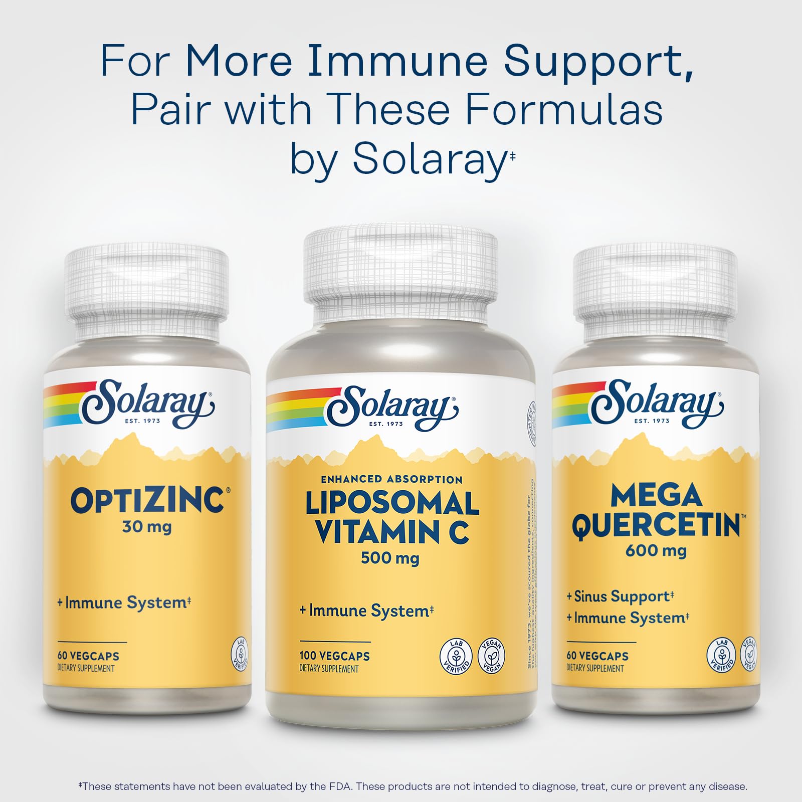 SOLARAY immune-support daily-use image emphasizing vegan product option