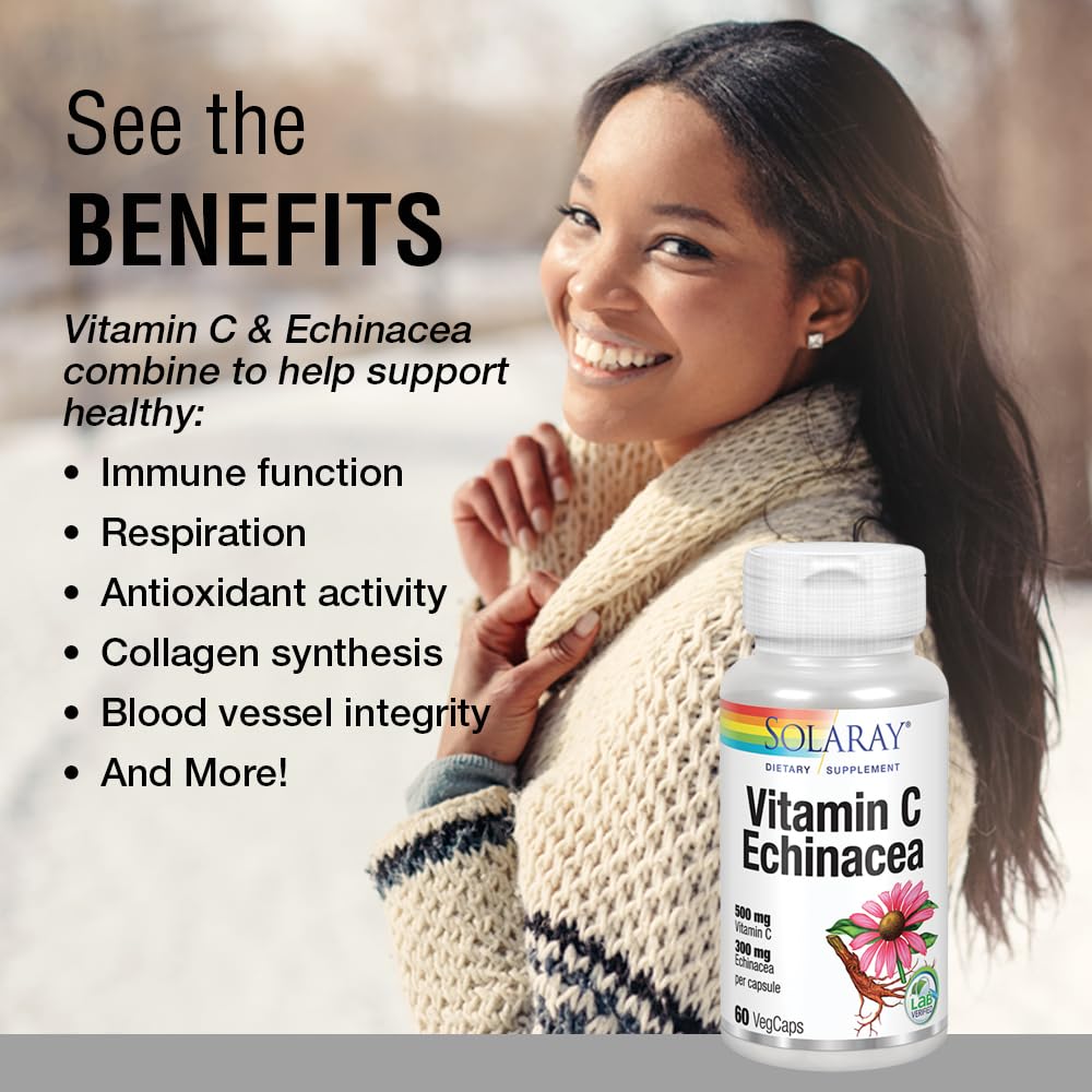 SOLARAY immune-support packaging emphasizing plant-based ingredients.