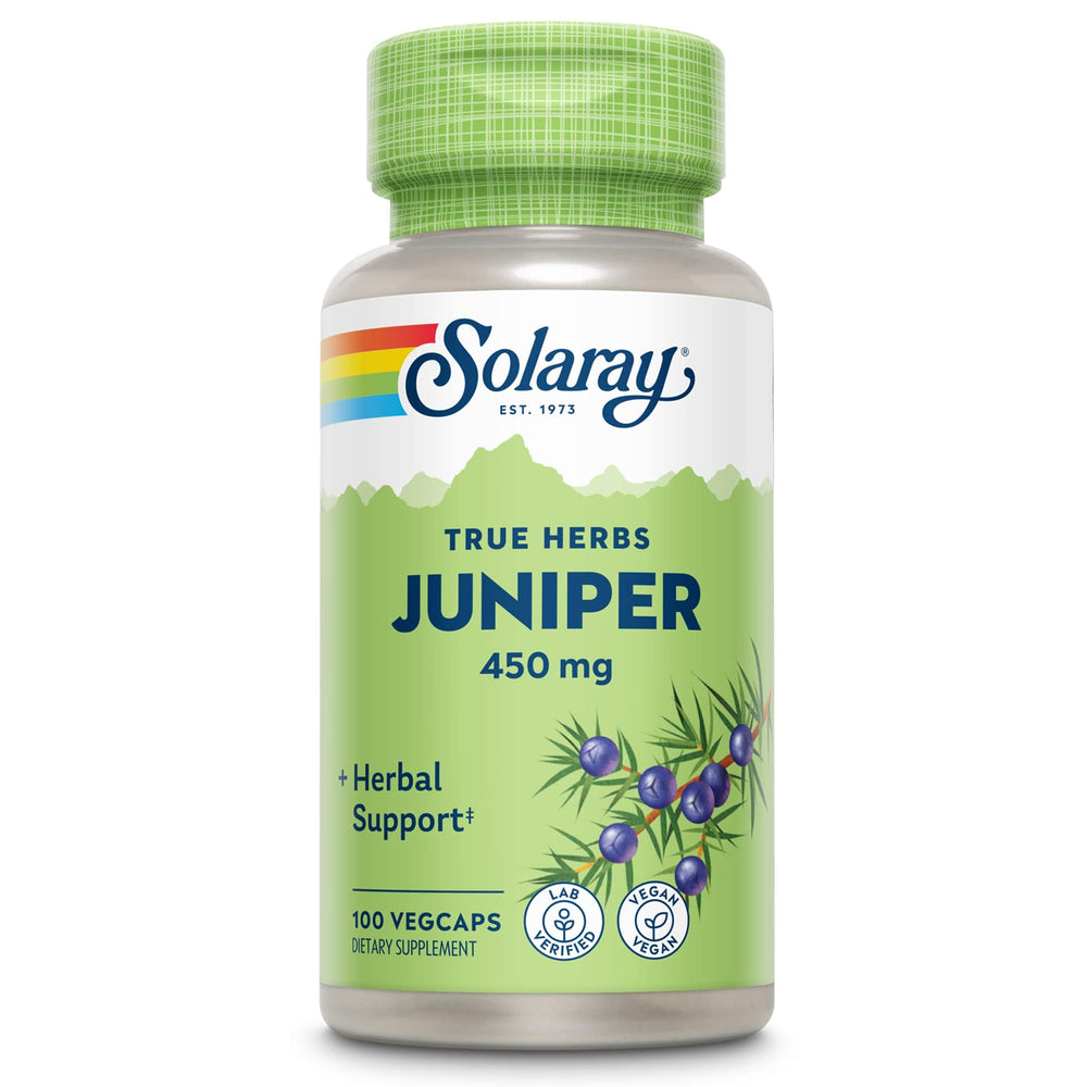 SOLARAY Juniper Berry 450 mg bottle for digestion and cleansing support.