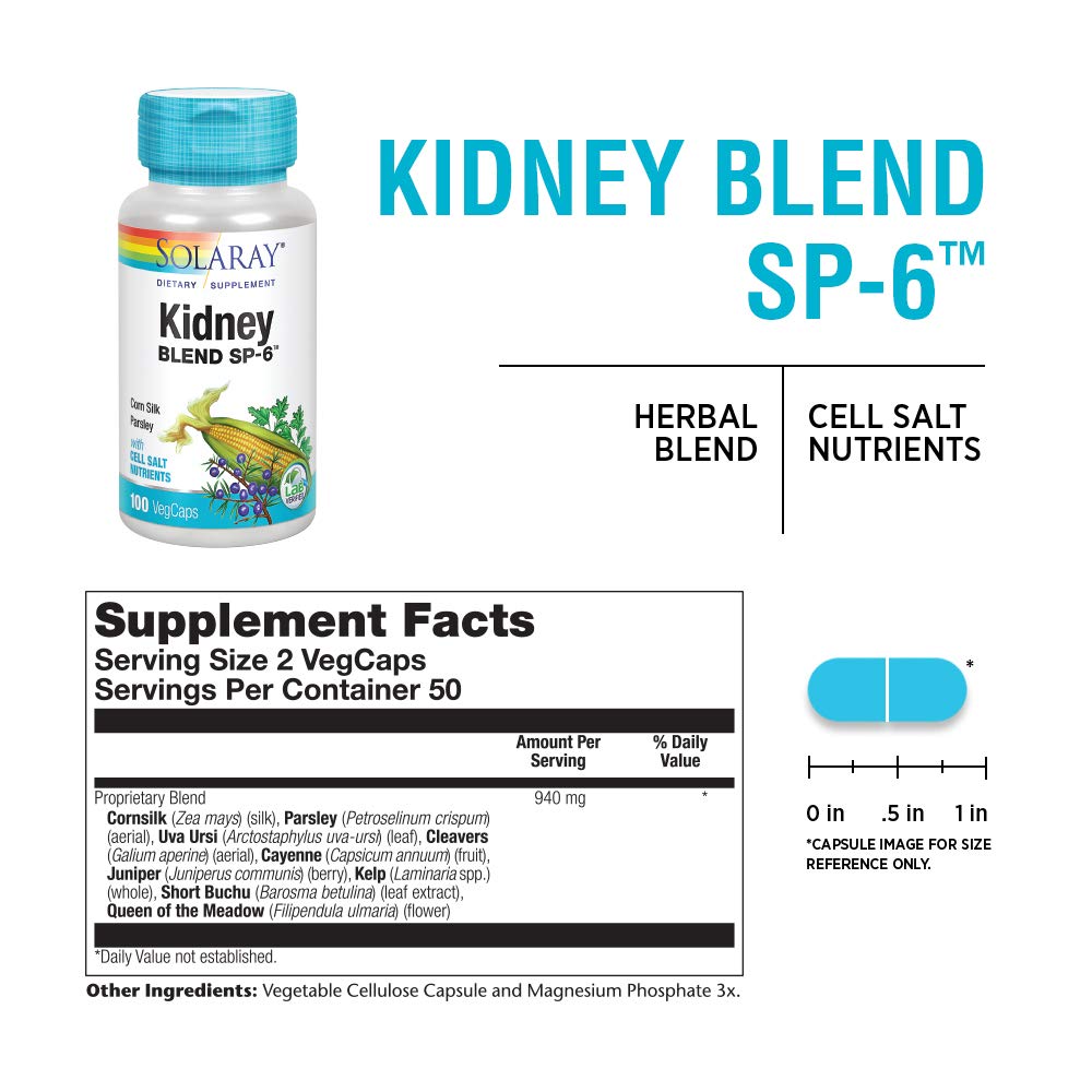 SOLARAY Kidney Blend SP-6: uva ursi e ingredientes botánicos para bienestar natural