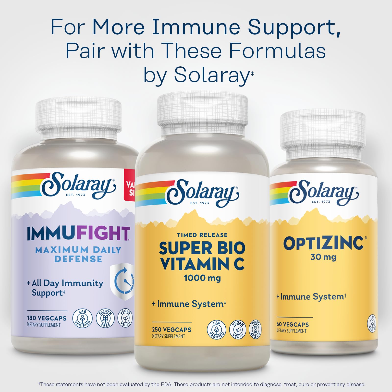 SOLARAY lab-tested purity confirms potency in a sealed bottle