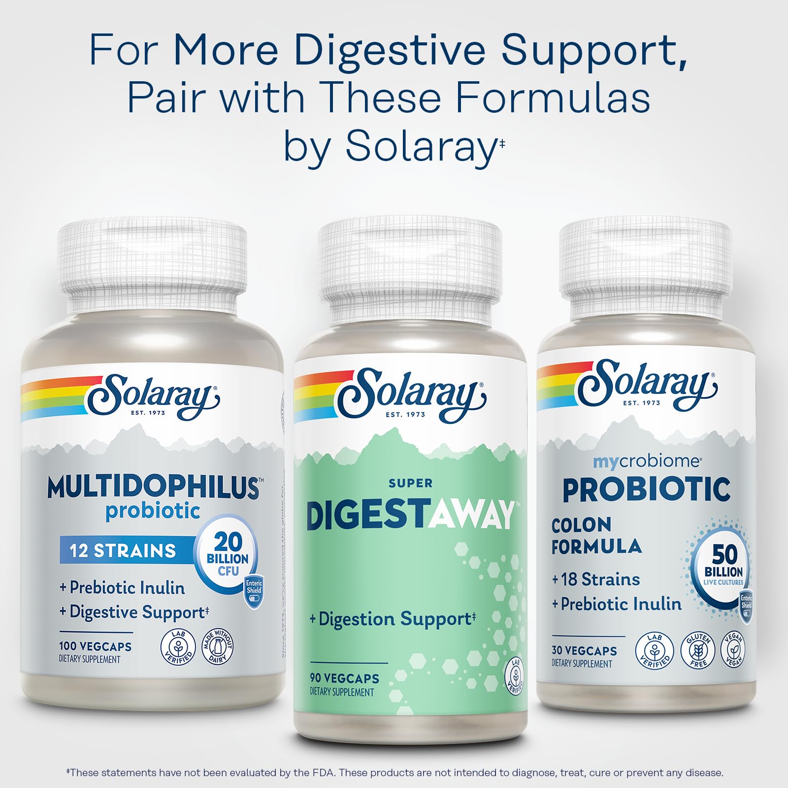 SOLARAY Digestaway lab-tested quality control at Utah facility.