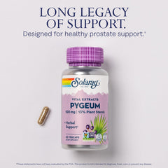 SOLARAY Pygeum nutrition label reveals 13 mg plant sterols per serving.
