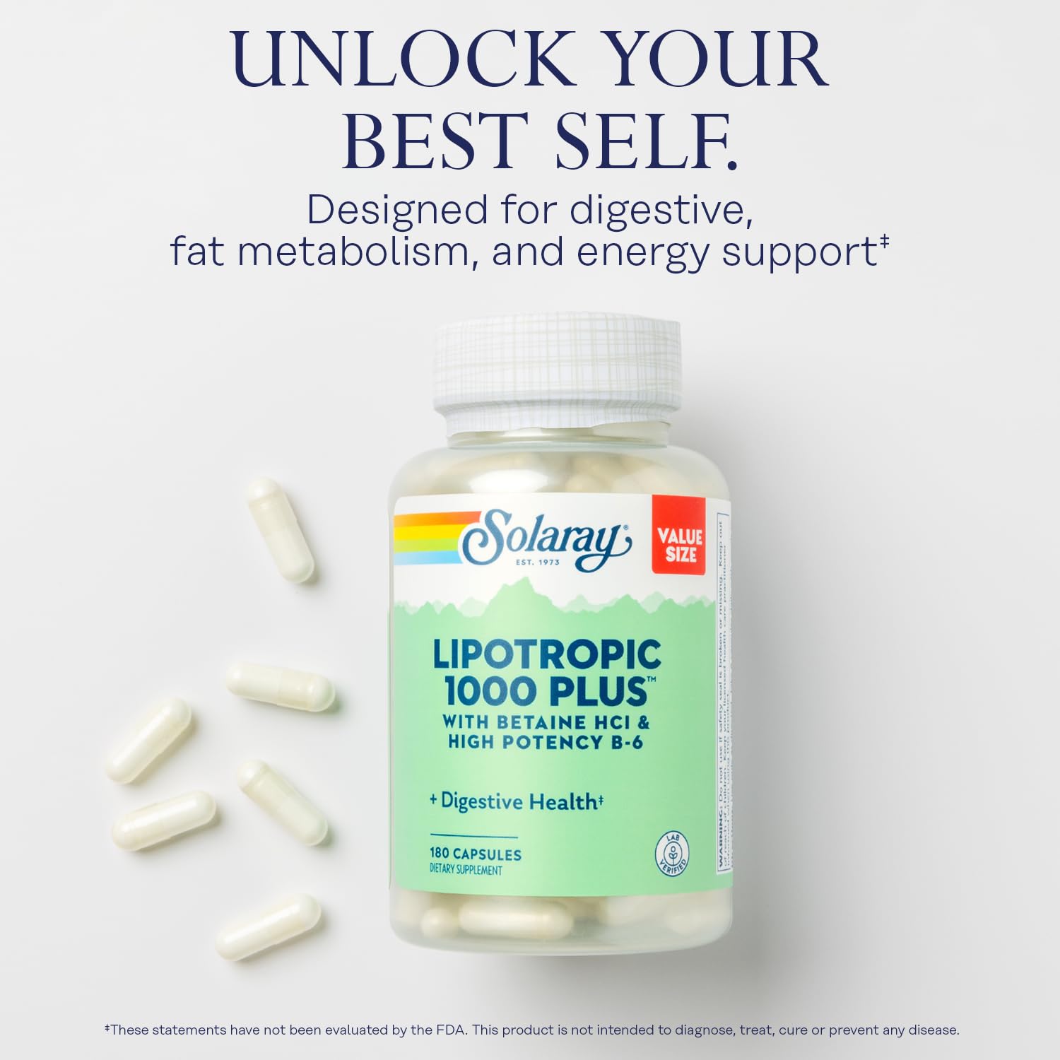 SOLARAY Lipotropic 1000 front label showing ingredients and benefits