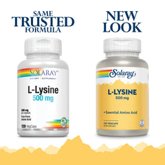 Frasco SOLARAY lisina L-500 mg para uso diario, listo para tu rutina.