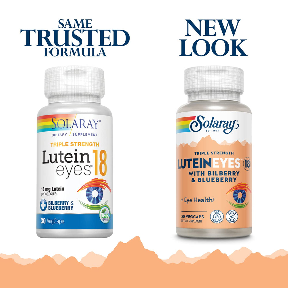 SOLARAY lutein-zeaxanthin capsules close-up emphasizes purity and eye health.