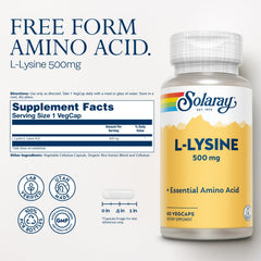 SOLARAY L Lysine capsules close-up showing VegCaps for easy daily use