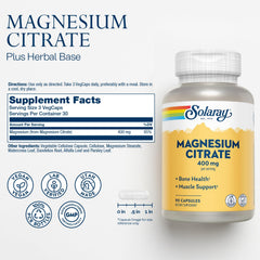 Solaray Magnesium Citrate capsules ready for bone and muscle health.