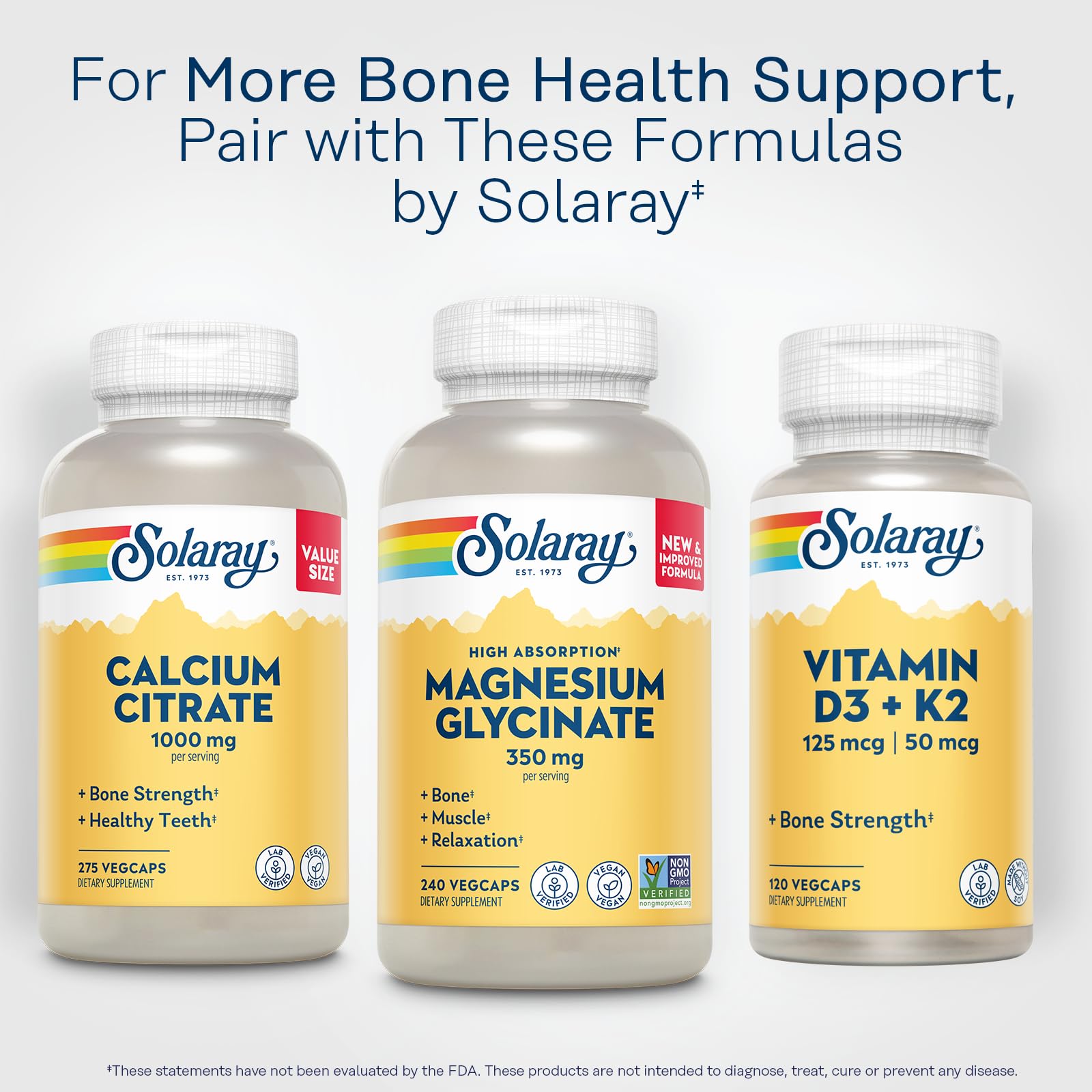 SOLARAY magnesium glycinate bio-perine ingredient visualization.