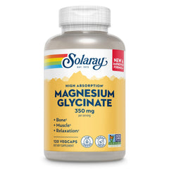 SOLARAY Magnesium Glycinate bottle showcases label and packaging for easy daily use.