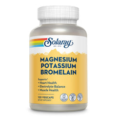 Solaray magnesium-potassium asporotates bottle with capsules for daily mineral balance and support.