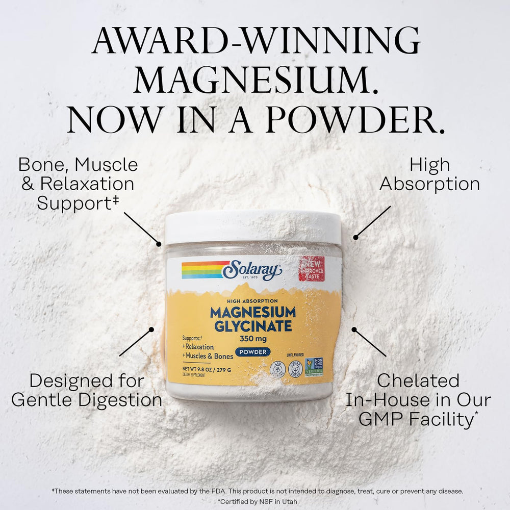 SOLARAY Glycinate powder dissolving in water supports versatile use.
