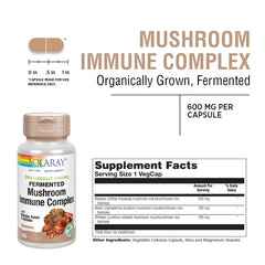 Solaray maitake-reishi-shiitake capsules support balanced daily wellness.