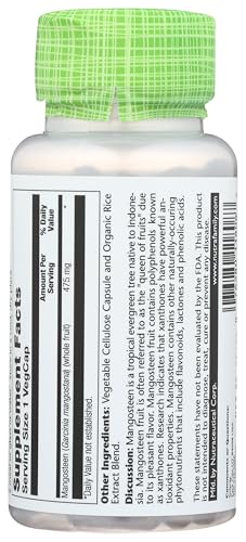 SOLARAY Mangosteen label back with vegan and non-GMO notes