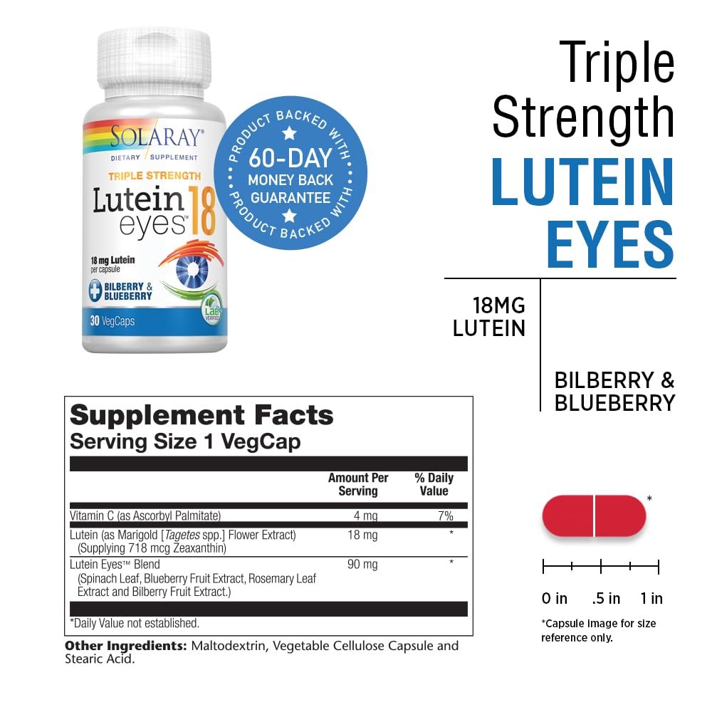 SOLARAY marigold flower extract image emphasizes natural sourcing for eye nutrition.