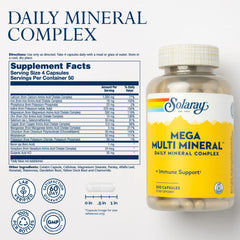 SOLARAY Mega Multi Mineral capsules closeup highlights chelated minerals for absorption