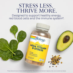 SOLARAY Mega Vitamin B-Stress capsules in hand for easy supplementation