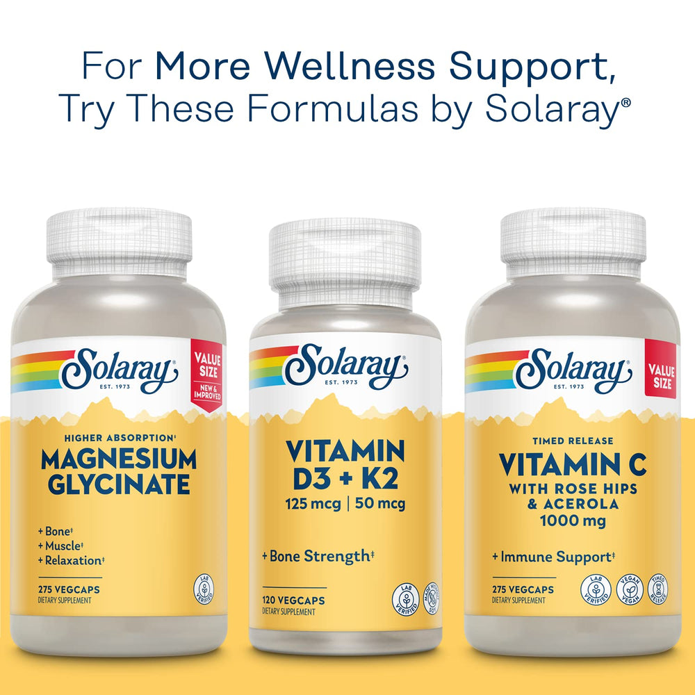 SOLARAY Mega Vitamin B-Stress eco packaging using PCR bottles