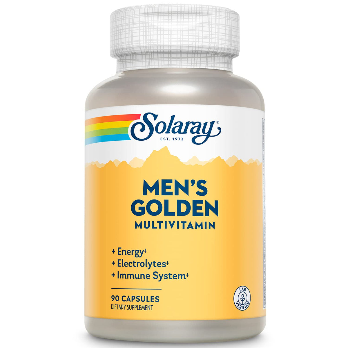 SOLARAY Men's Golden Multi-Vitamin Capsules bottle supports daily wellness.