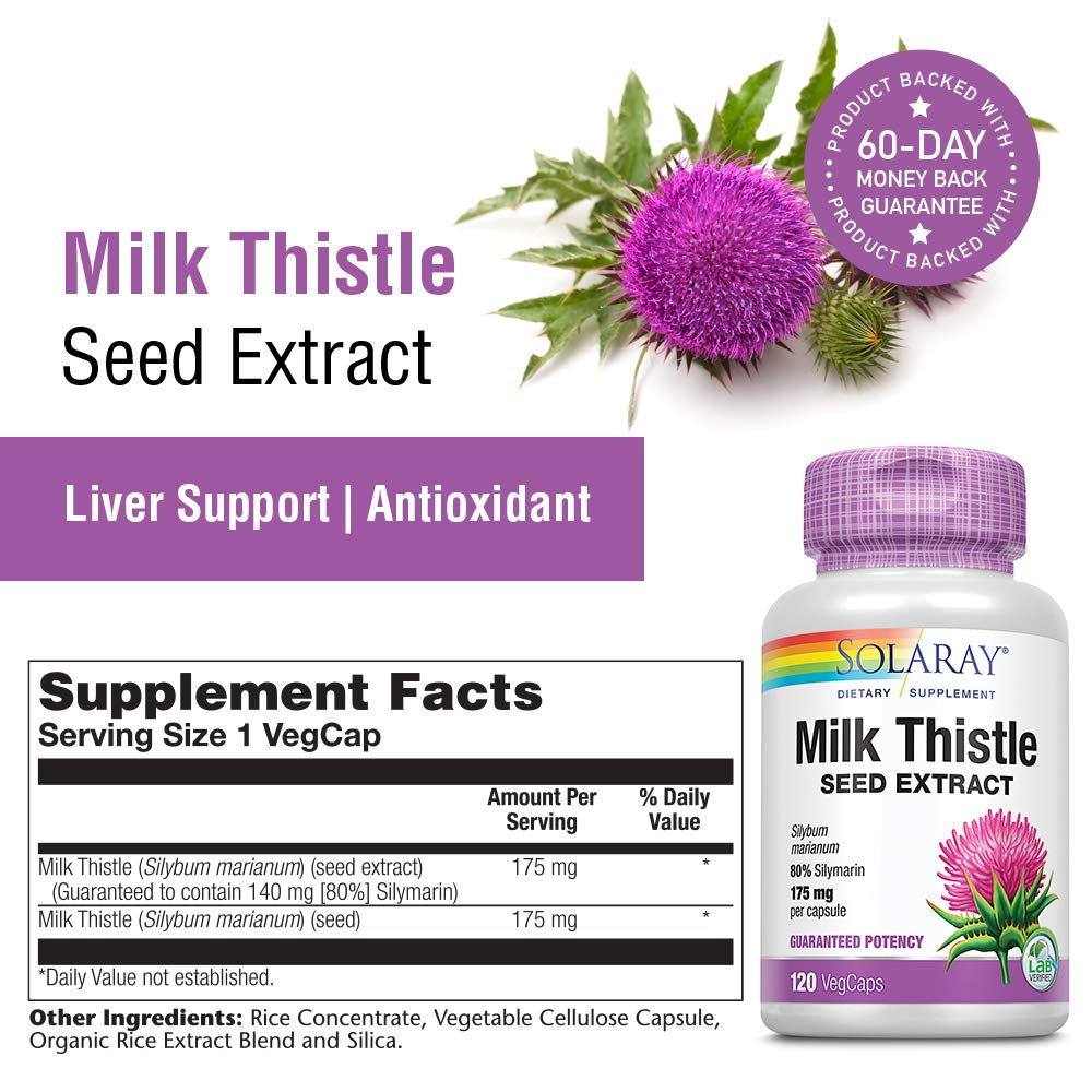 SOLARAY Milk Thistle capsules being poured for daily liver support