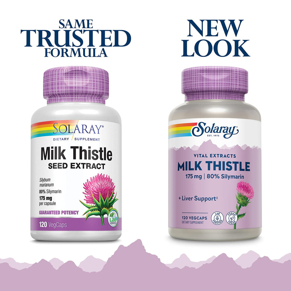SOLARAY Milk Thistle seed extract label with silymarin potency detail