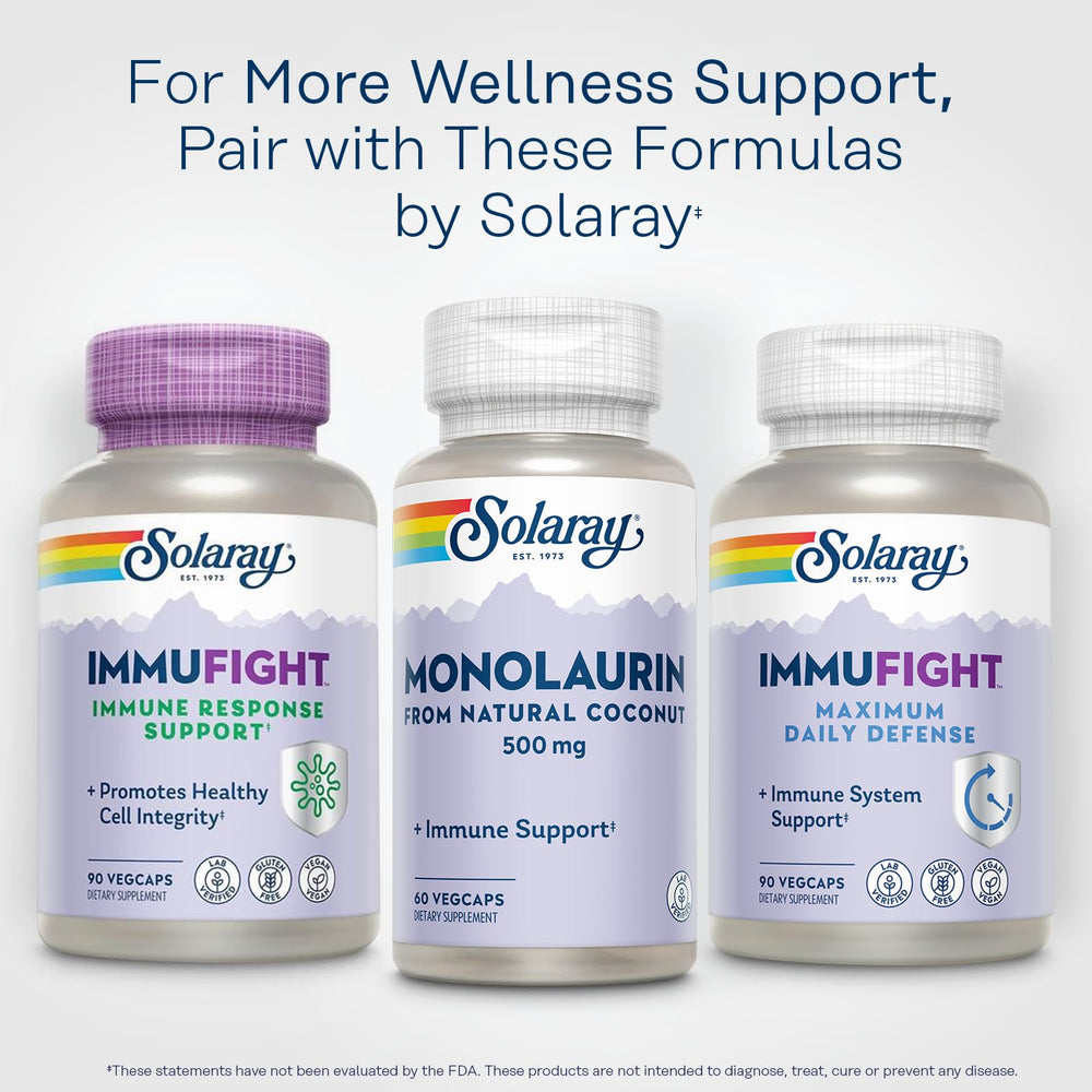SOLARAY Monolaurin veggie capsules for vegetarian supplementation.
