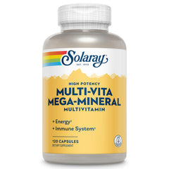 SOLARAY Multi-Vita Mega-Mineral bottle front supports daily wellness.