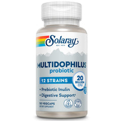 Solaray Multidophilus bottle front highlighting gut support potential.