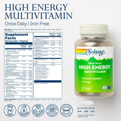 Close-up of Solaray multivitamin capsules, showing easy-to-swallow vegetarian format