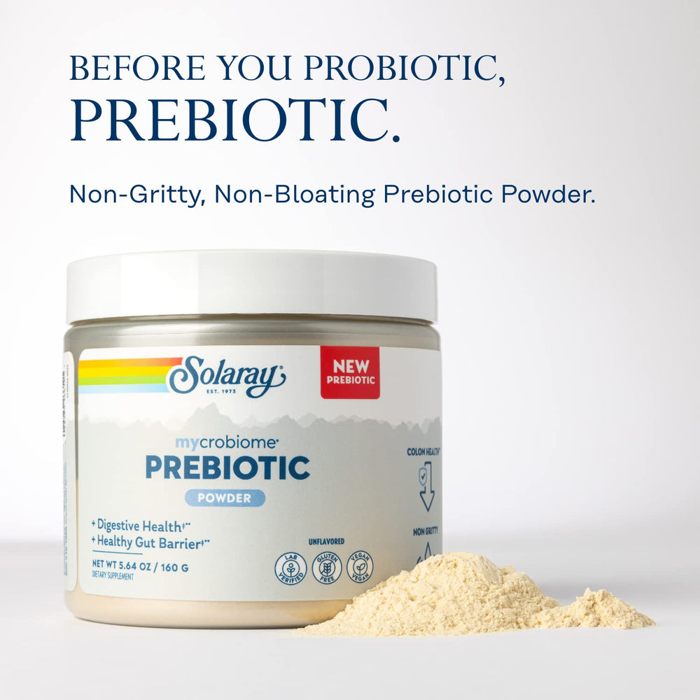 SOLARAY Mycrobiome Prebiotic Powder dissolves in liquid for a smooth, non-gritty sip