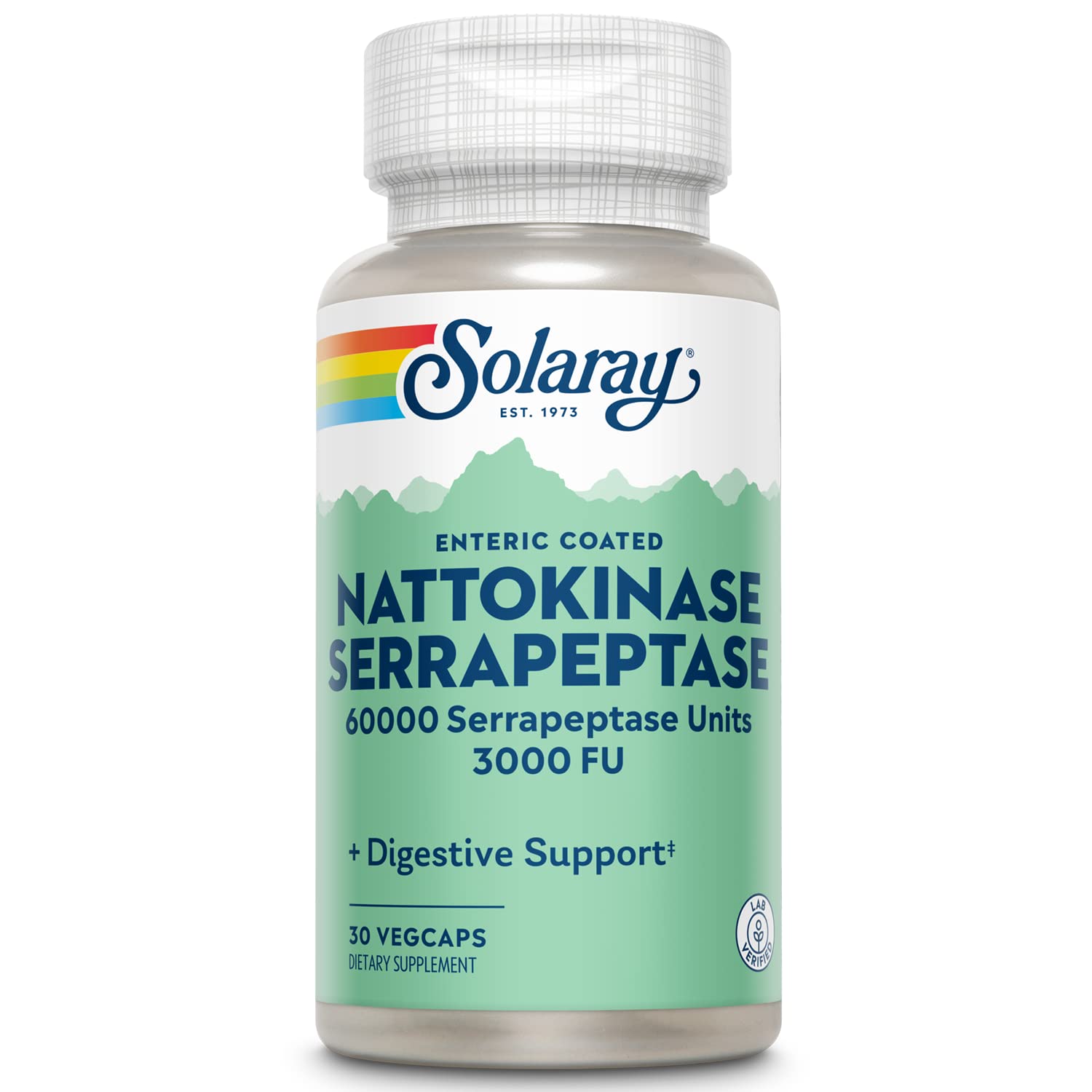 SOLARAY Nattokinase Serrapeptase bottle front view for circulation support