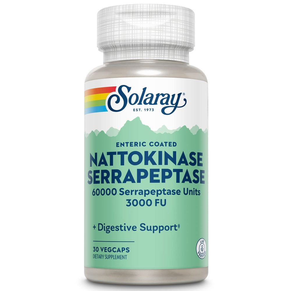 SOLARAY Nattokinase Serrapeptase bottle front view for circulation support