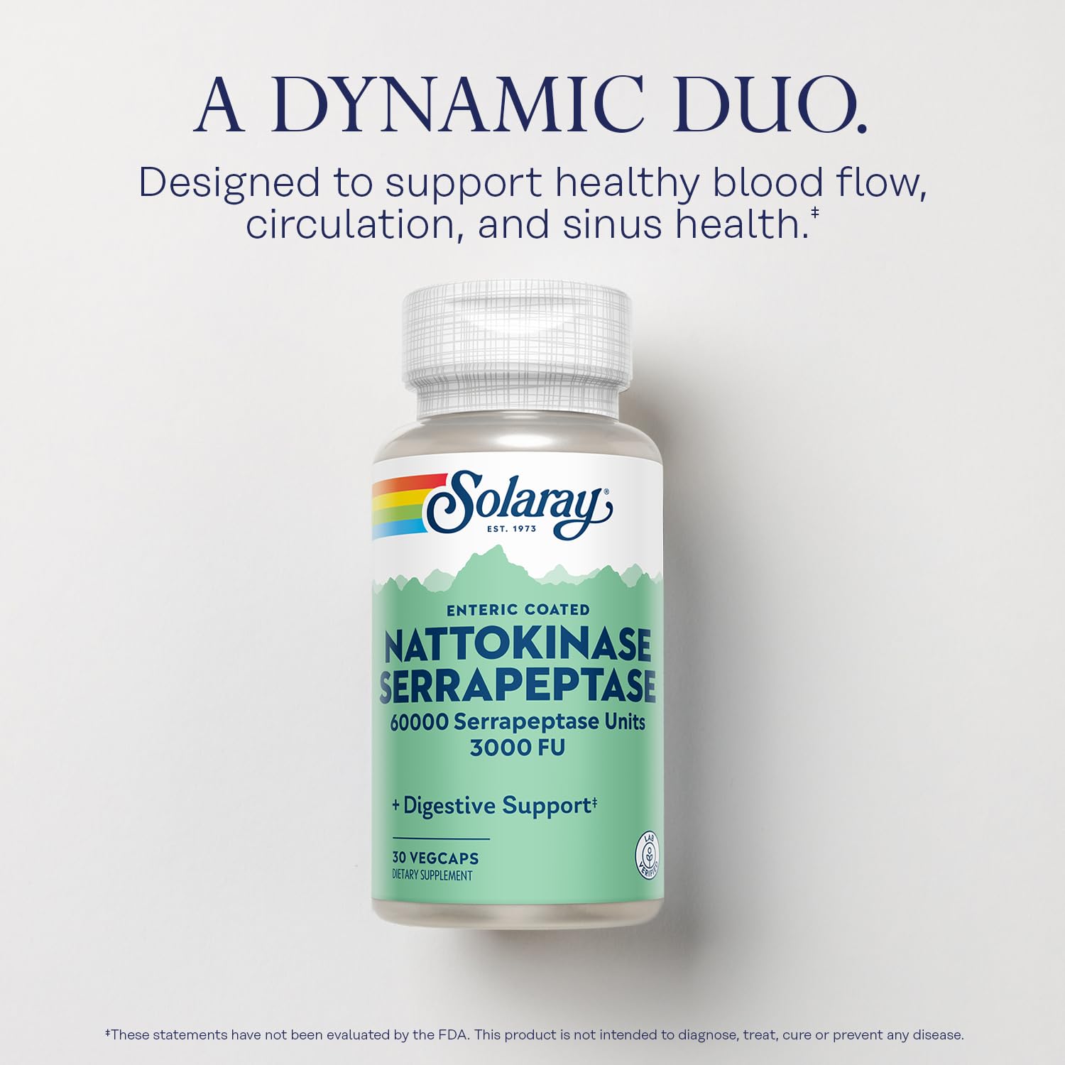 SOLARAY nattokinase-serrapeptase capsules close-up with vegan capsule