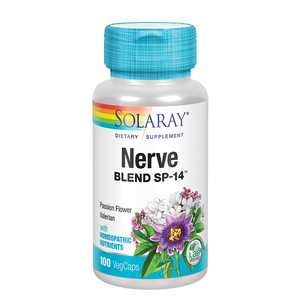 SOLARAY Nerve Blend SP-14 bottle with capsules for calm, balanced nerves
